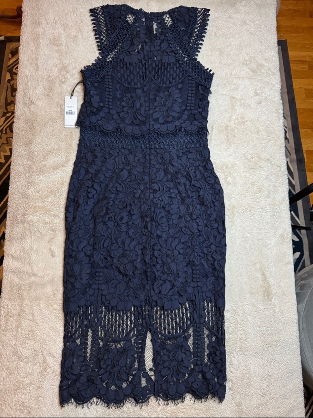 NWT Dex Navy Floral Crochet Lace Midi Dress sz M - Picture 11 of 12